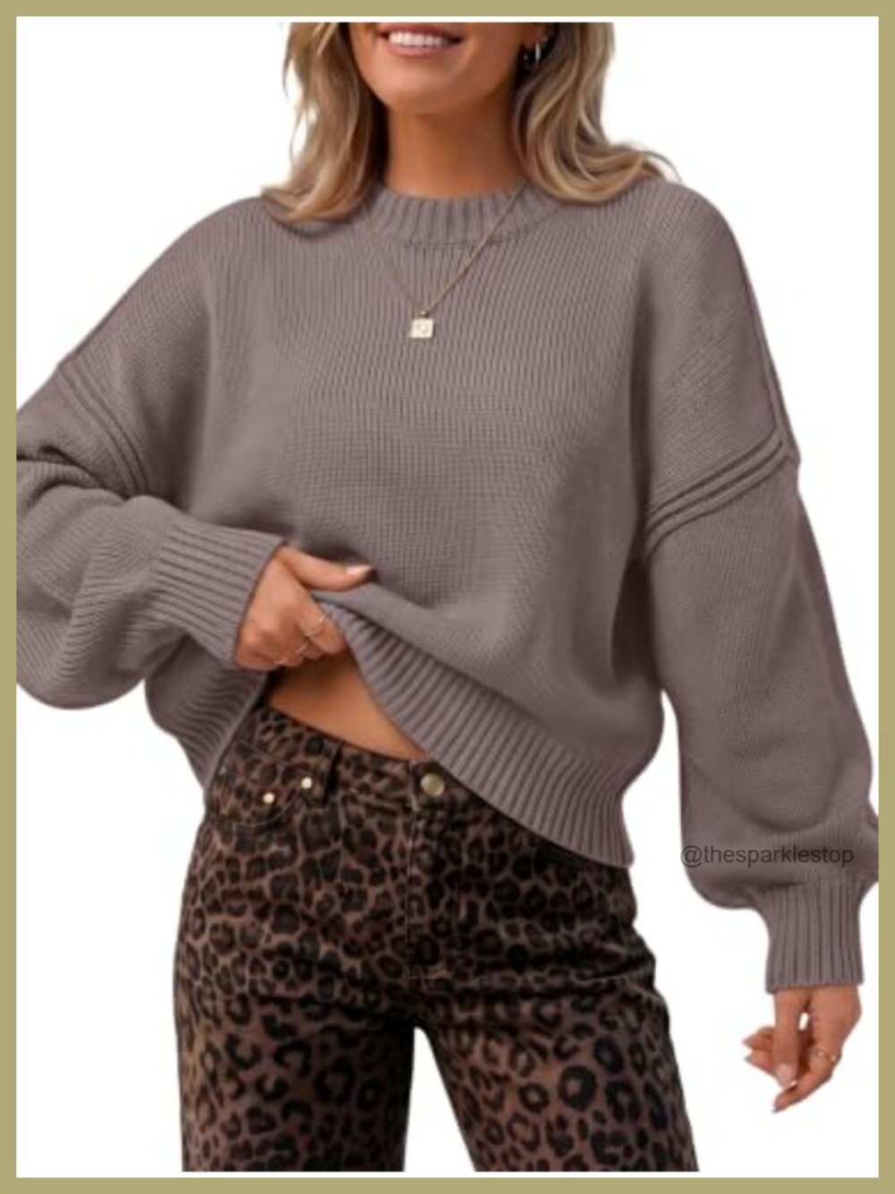 Oversized Cropped Sweater Batwing Knit Pullover Ribbed Crew Neck Fall Outfit